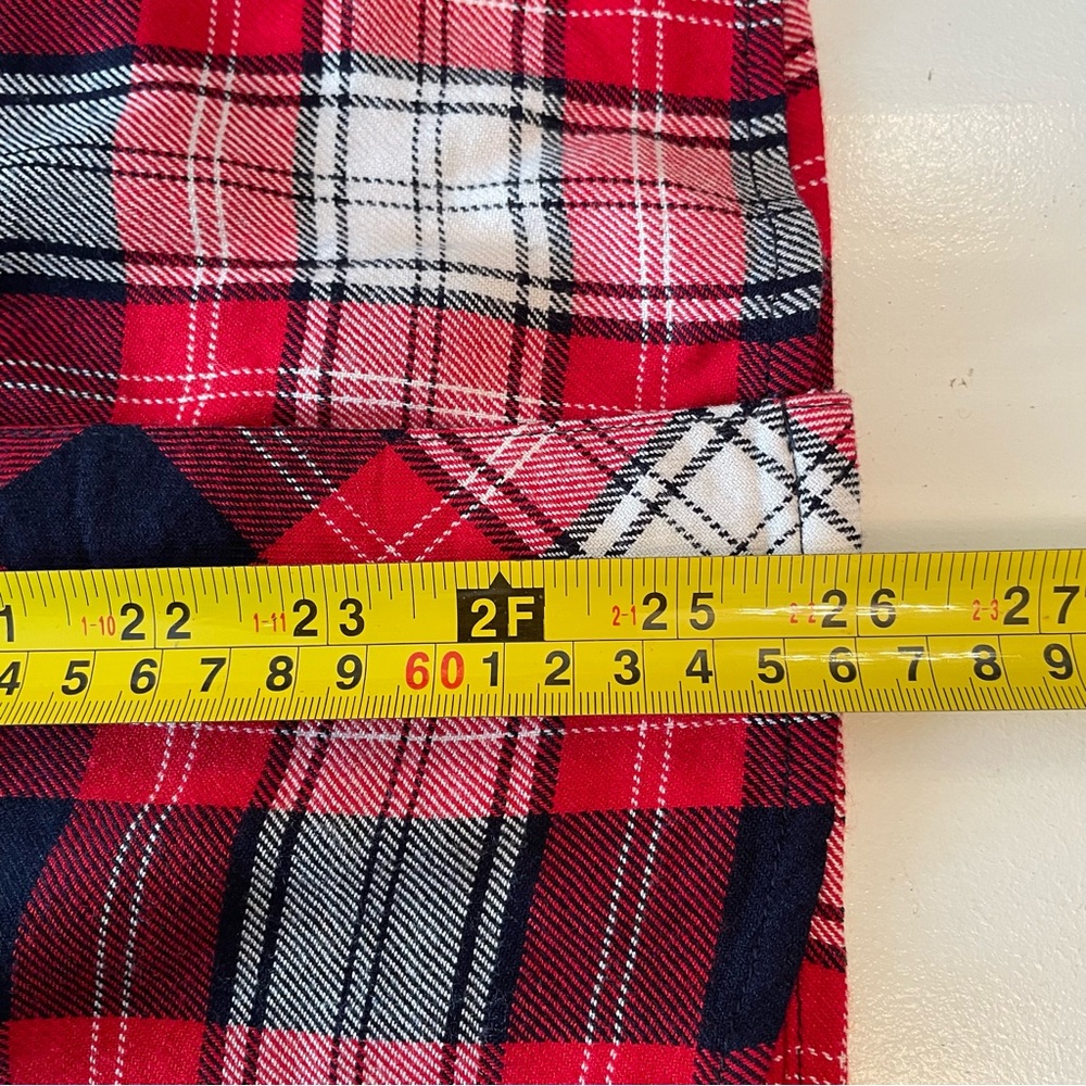 Only Line Red Plaid Women’s Shirt 10 Long Sleeve Button Down - Picture 11 of 12